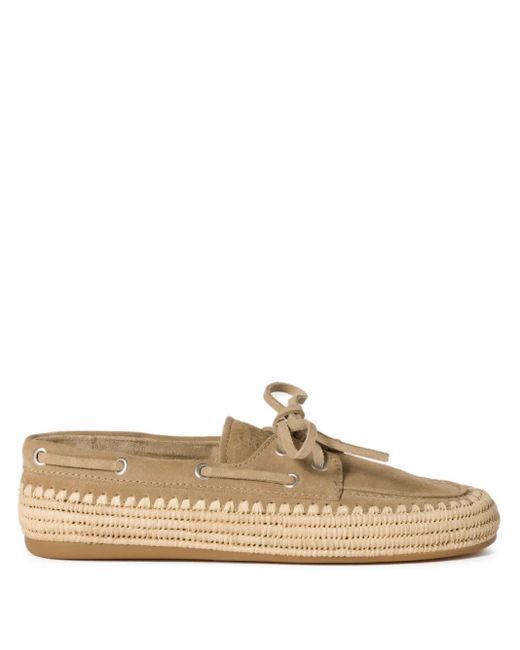 Miu Miu スエード デッキシューズ ホワイト | Lyst