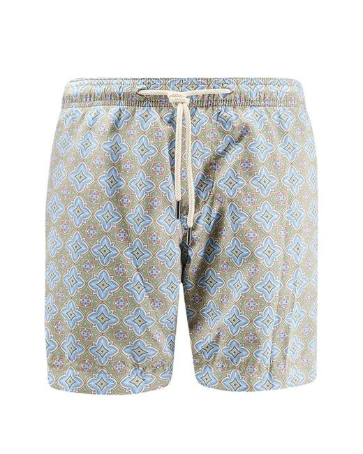 Peninsula Blue San Pietro Tile-Print Swim Trunks for men