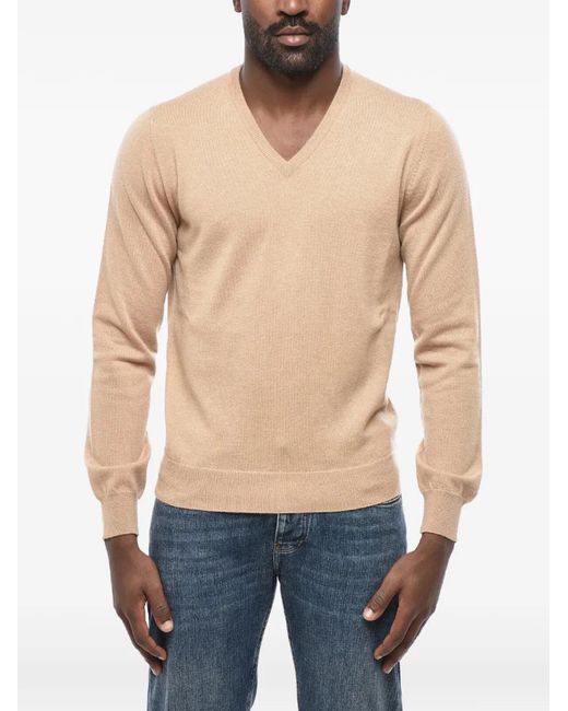Malo Blue V-Neck Cashmere Sweater for men