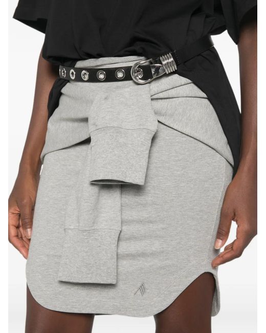 The Attico Gray Logo-Embroidered Sweater-Tie Mini Skirt