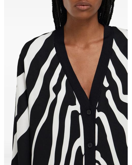 Ferragamo Black Cardigan À Motif Zébré