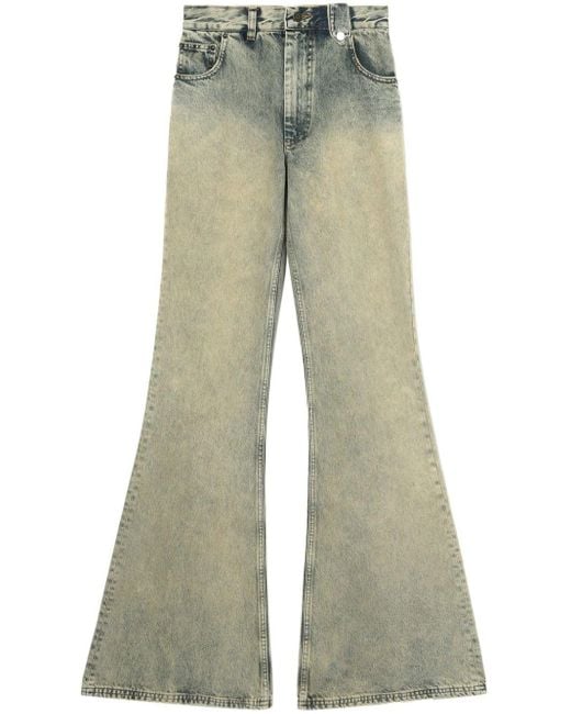 Egonlab Green Stonewashed Wide-leg Jeans
