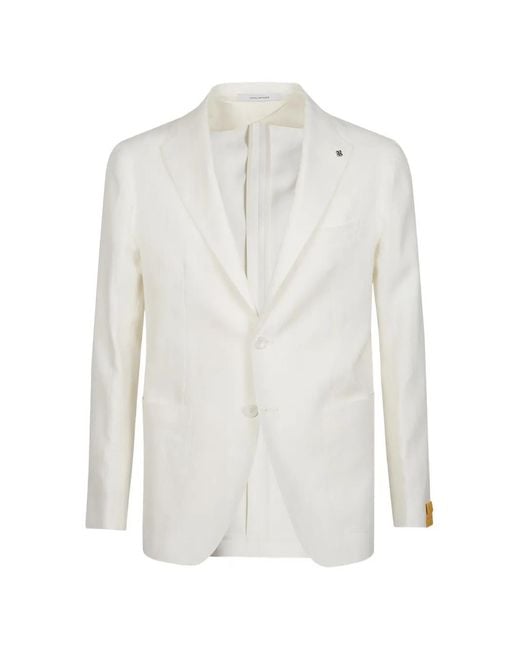 Tagliatore White Notched-Lapel Blazer for men