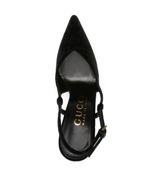 Gucci Black Velvet Gg Slingback Pumps 105