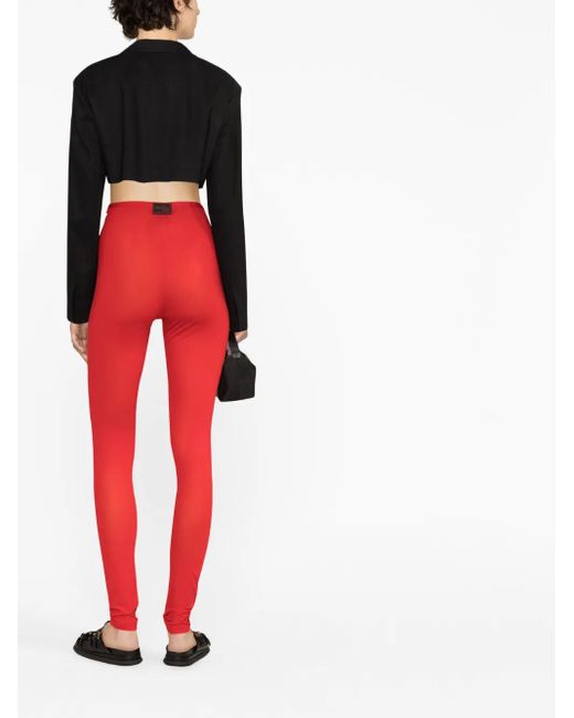 Raf Simons Red Logo-Patch Leggings
