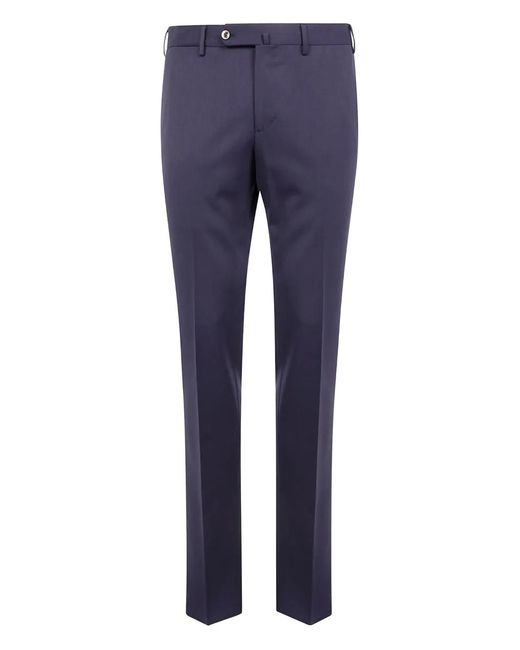 PT Torino Blue Straight-Cut Trousers for men