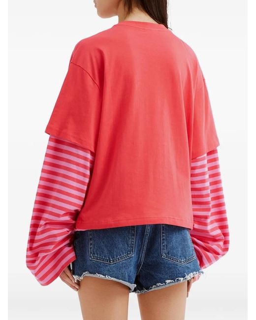 Charles Jeffrey Layered Striped-Sleeve T-Shirt