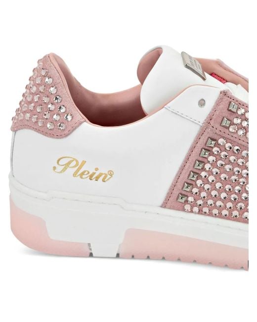 Philipp Plein Pink Studded Leather Sneakers