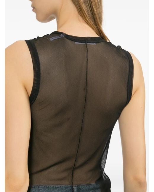 Helmut Lang Black Layered See-Through Top