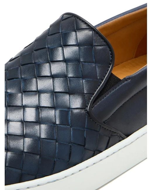 Magnanni Shoes Blue Woven Leather Sneakers for men