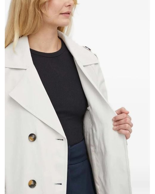 Trench Doppiopetto Con Cappuccio di Bruuns Bazaar in White