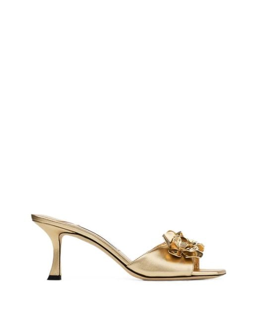 Jimmy Choo Metallic Skye 70 Flower Sandals