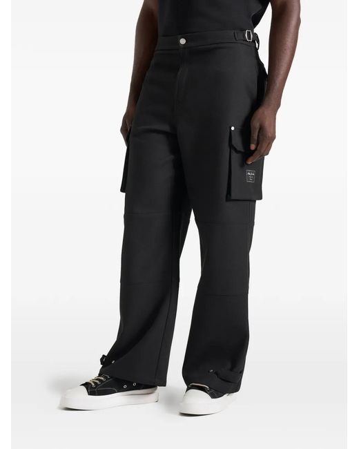 Manière De Voir Black Mathis Twill Wide-Leg Cargo Trousers for men
