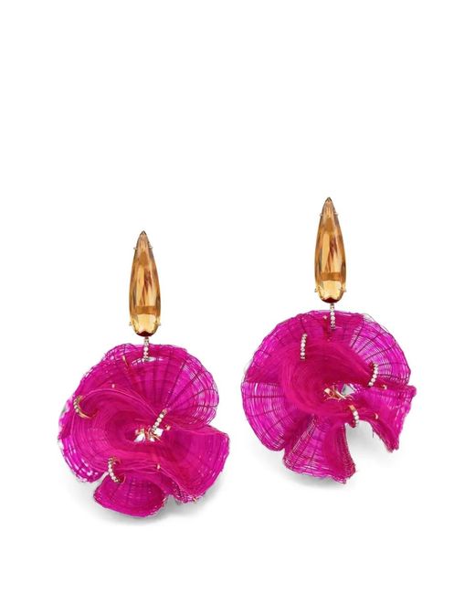 Silvia Furmanovich Pink Horse Mane Citrine And Diamond Earrings
