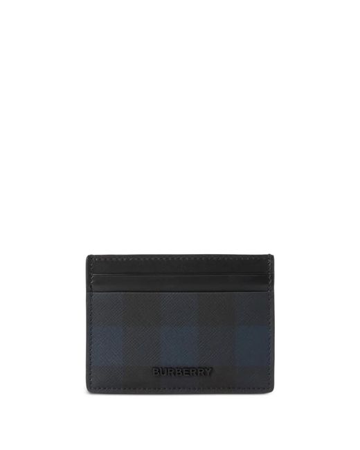 Burberry Black Check-Pattern Leather Cardholder for men
