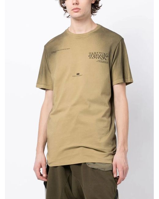 ISO.POETISM Green Slogan-Print Short-Sleeve T-Shirt for men