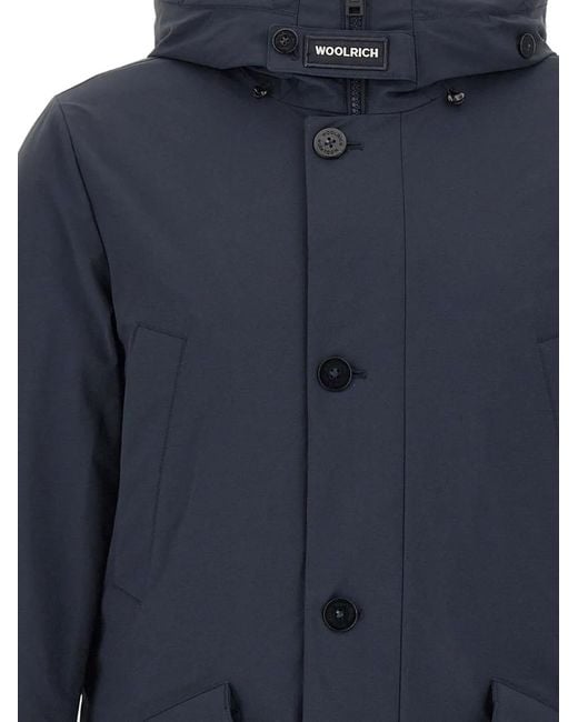 Woolrich Blue Flap-Pockets Padded Coat for men