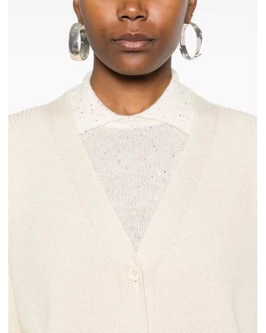 Fabiana Filippi Natural Ribbed Cardigan