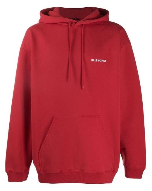 Balenciaga Red Logo-print Hoodie for men