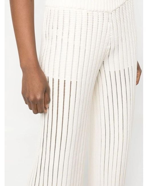 Fabiana Filippi Natural Ribbed Wide-Leg Trousers