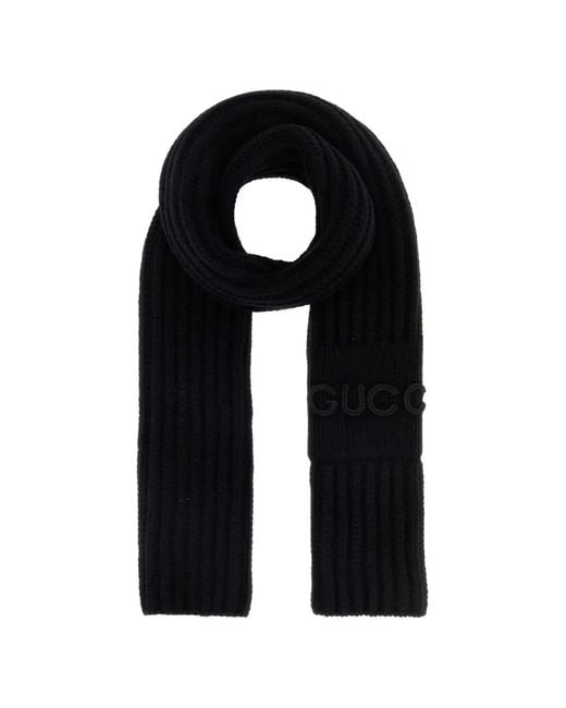 Gucci Black Logo-Embroidered Scarf