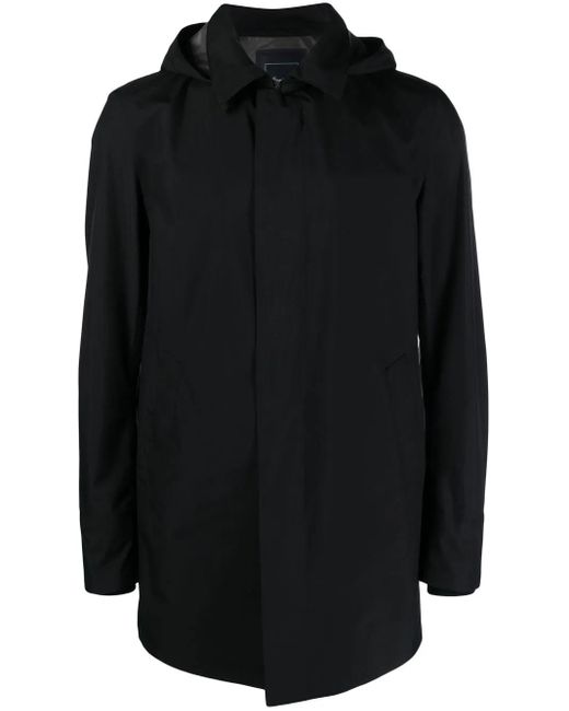 Herno Black Hooded Waterproof Raincoat for men