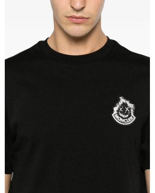 Moncler Black Logo-Patch T-Shirt for men