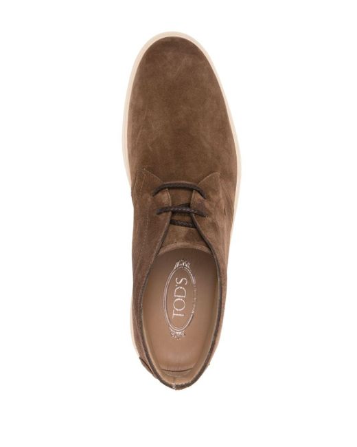 Tod's Brown Lace-up Suede Derby Shoes for men
