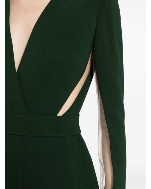 Elie Saab Green Cut-out Crepe Gown