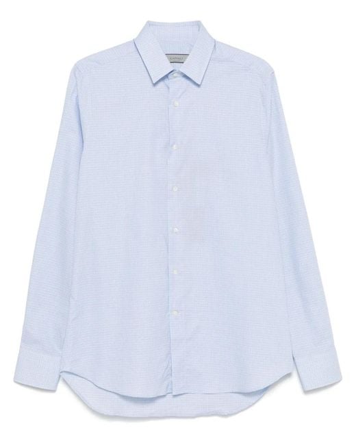 Canali White Grid-Pattern Shirt for men
