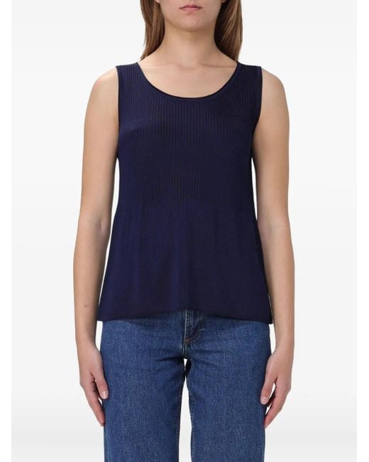 A.P.C. Blue Calista Ribbed Tank Top