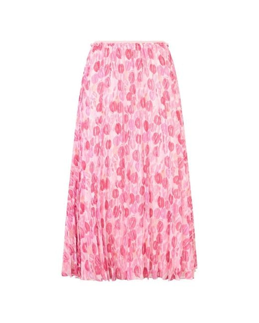 RED Valentino Pink Pleated Midi Skirt