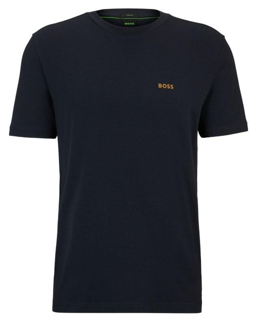 Boss Black Logo-embroidered Stretch-cotton T-shirt for men