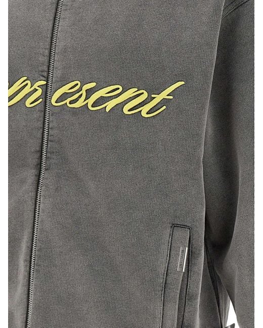 Represent Gray Contrasting-Detail Zip-Up Hoodie for men