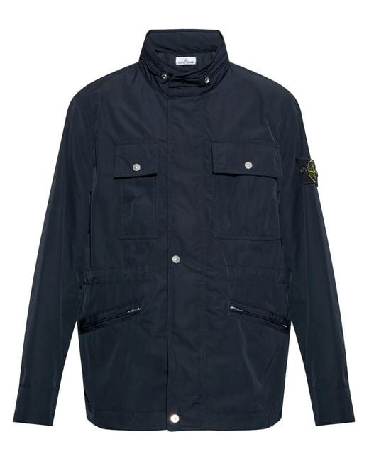 Stone Island Blue Padded Micro Twill Jacket for men