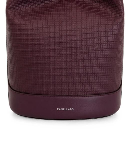 Zanellato Purple Grid-Texture Leather Shoulder Bag