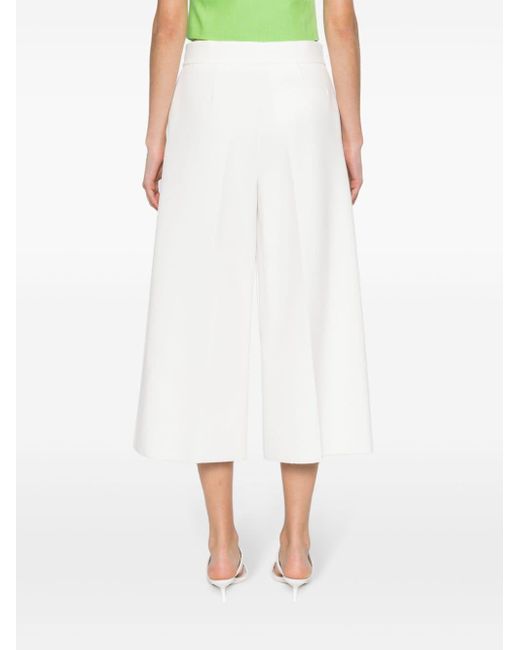 MSGM White Wide-leg Cropped Trousers