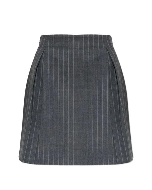 Valentino Garavani Gray Pinstripe Pleated Skirt