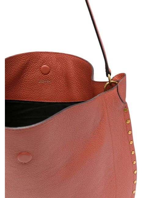 Isabel Marant Red Oskan Hobo Grained-Leather Shoulder Bag