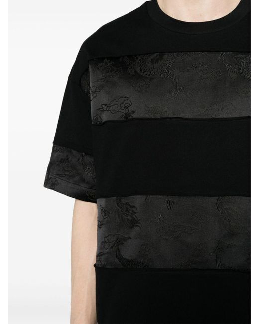 Feng Chen Wang Black Panelled Jacquard T-shirt for men