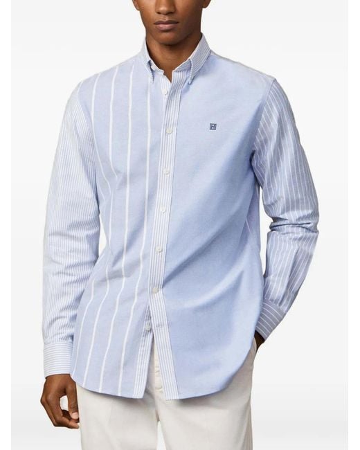 Hackett Blue Heritage Patchwork Oxford Buttoned Shirt for men
