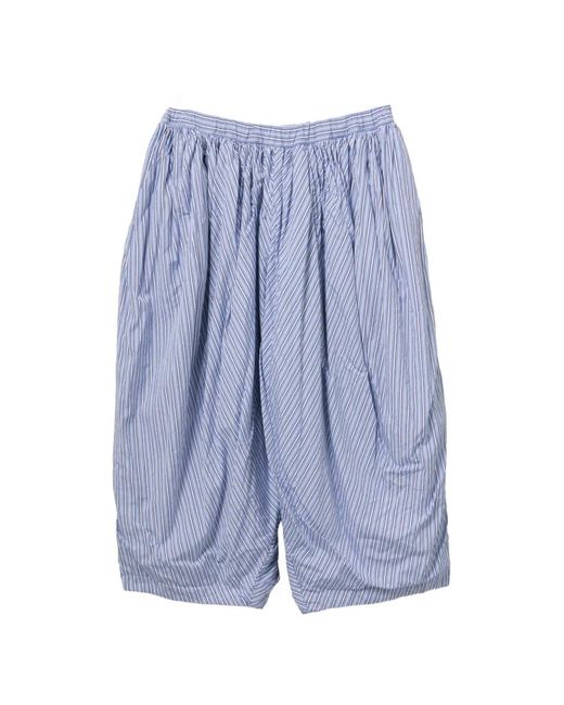 Comme des Garçons Blue Striped Cropped Trousers