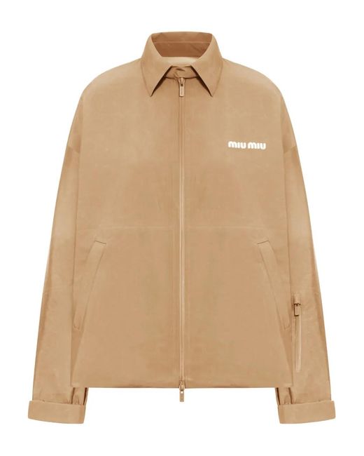 Miu Miu Natural Zip-Up Windbreaker