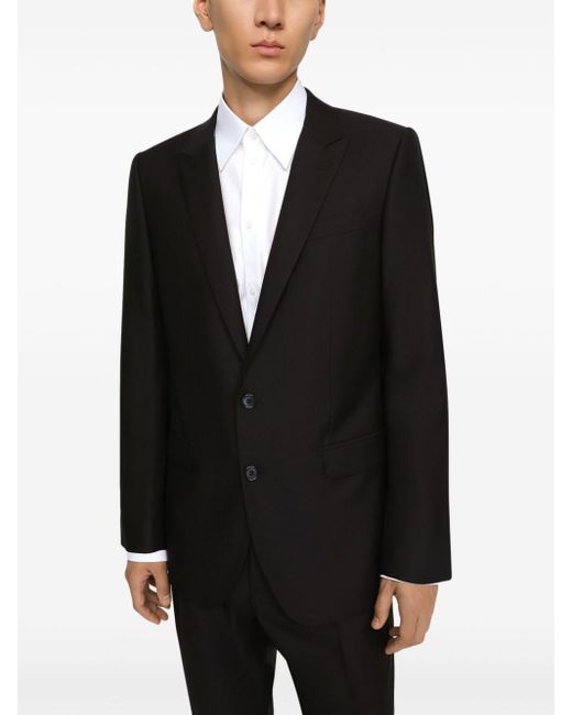Dolce & Gabbana Black Single-breasted Wool-silk Suit for men
