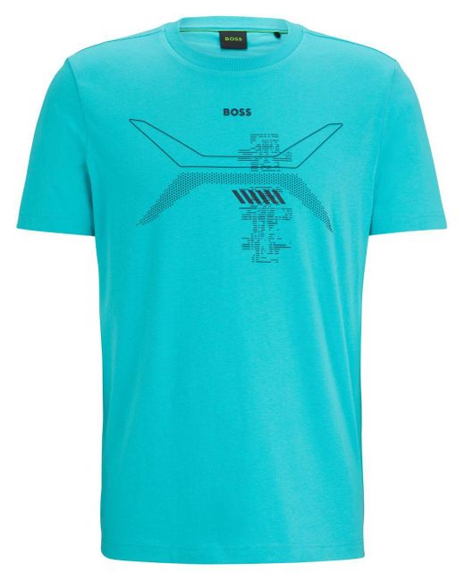 Boss T-shirt Met Grafische Print in het Blue voor heren