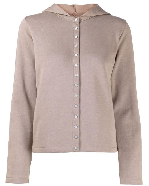 agnÃ¨s b. Cotton Hood Snap-button Cardigan in Brown | Lyst Canada