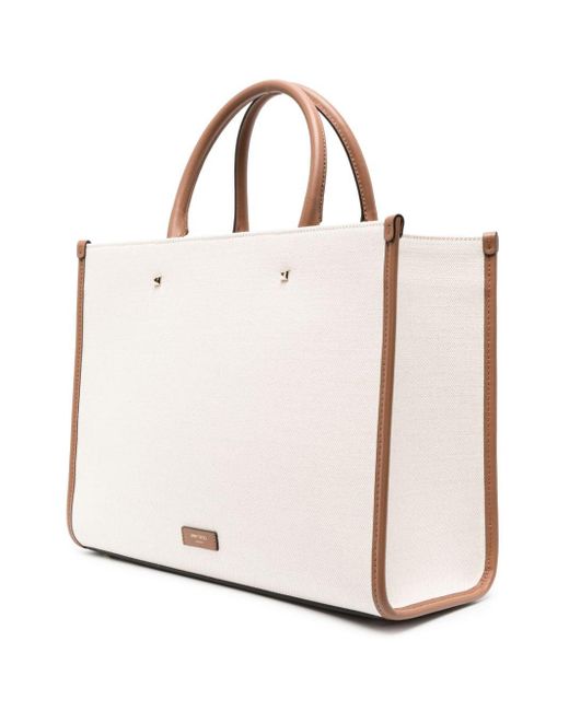 Jimmy Choo Avenue M Tote Natural/taupe/dark Tan/light Gold One Size White