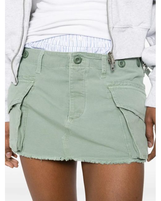 Alexander Wang Green Cargo Raw-Cut Skirt