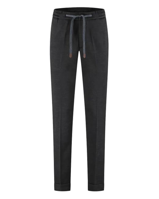 Marco Pescarolo Black Drawstring-Waist Wool Pants for men