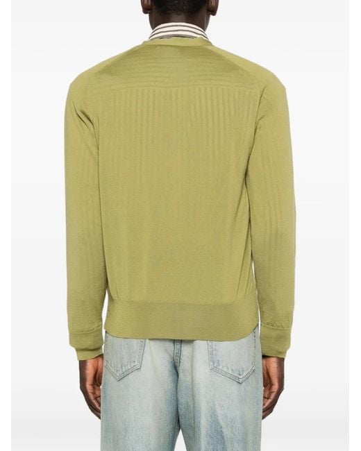 AMI Green Button-Up Cardigan for men